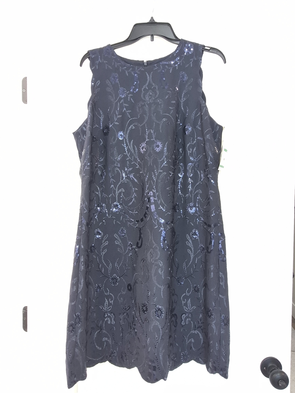 Navy Sequin Floral A-Line Dress